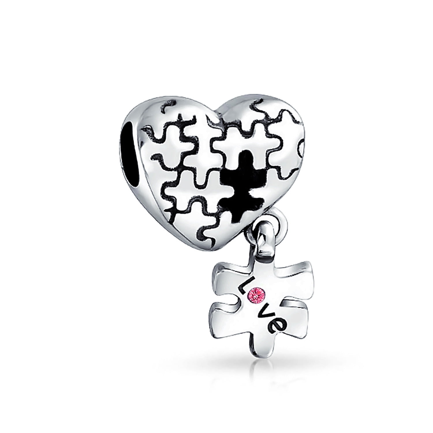 Sterling SilverI Love Dancing Heart Word Dangle Charm Bead For Bead Charm Bracelet