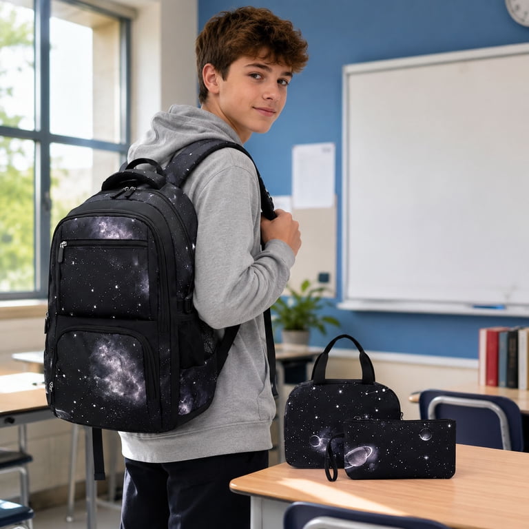3pc Backpack Set with Lunch Bag & Pencil Case, Water-Resistant Laptop Backpack 3Pcs Strawberry School Backpack Set with Lunch Bag & Pencil  main image 2