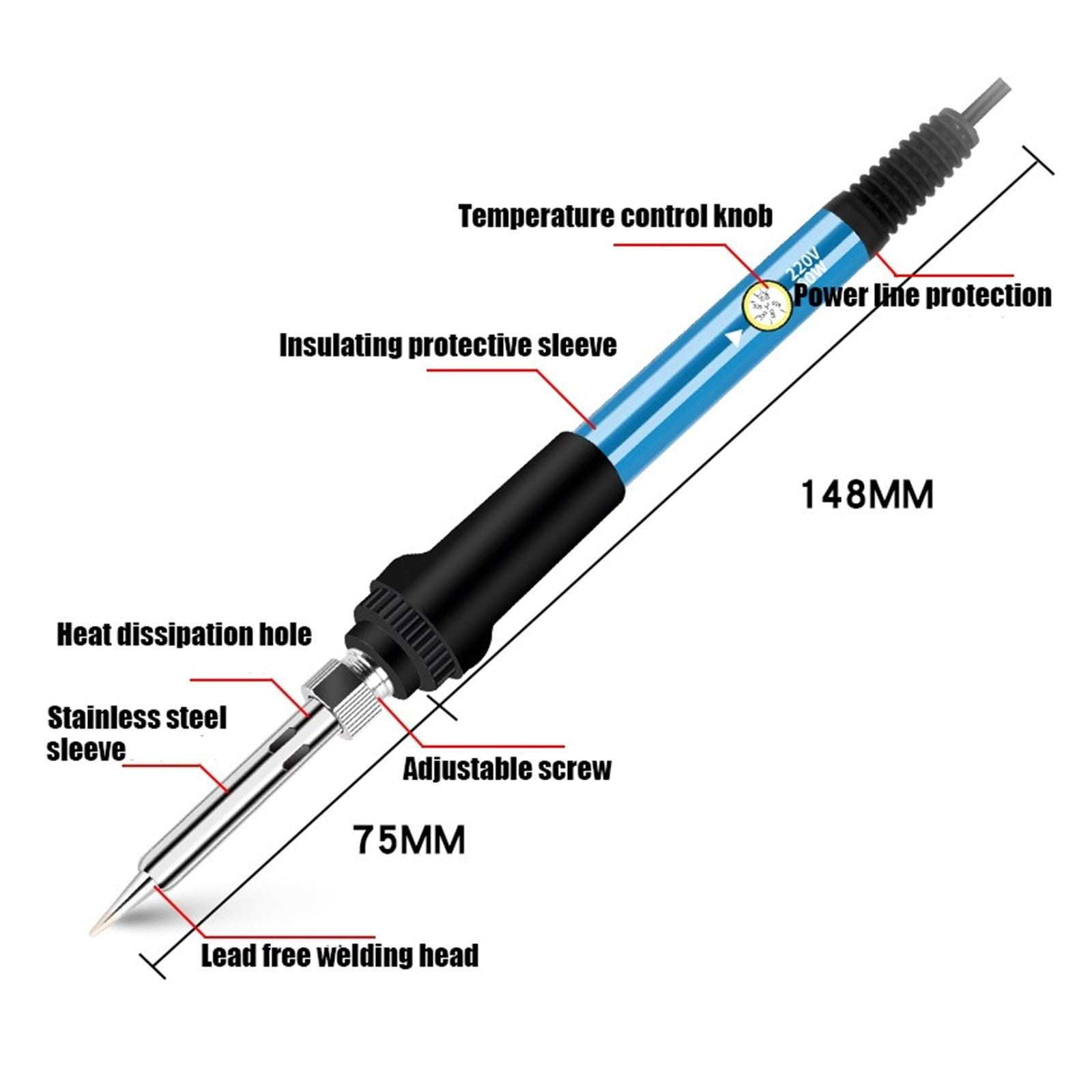 Adjustable Temperature Electric Soldering Iron, Solder Tin Welding Solder Heating, Nib Repair Tool ,Portable