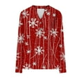 thumbnail image 5 of Womens Christmas T Shirts Funny Long Sleeve V Neck Shirt with Buttons Christmas Snowflake Print Holiday Party Top Blouse Tees My Items, 5 of 7