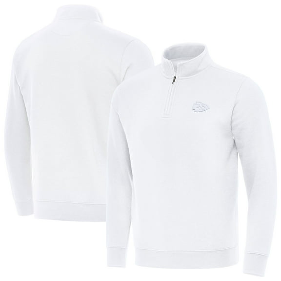 Men's Antigua White Kansas City Chiefs Victory Quarter-Zip Top