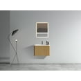 thumbnail image 2 of U055-24W-306 24" Striped Natural Oak Bathroom Vanity with White Ceramic Sink, Wall Mounted Floating Bathroom Vanity for Modern Bathroom,, 2 of 9