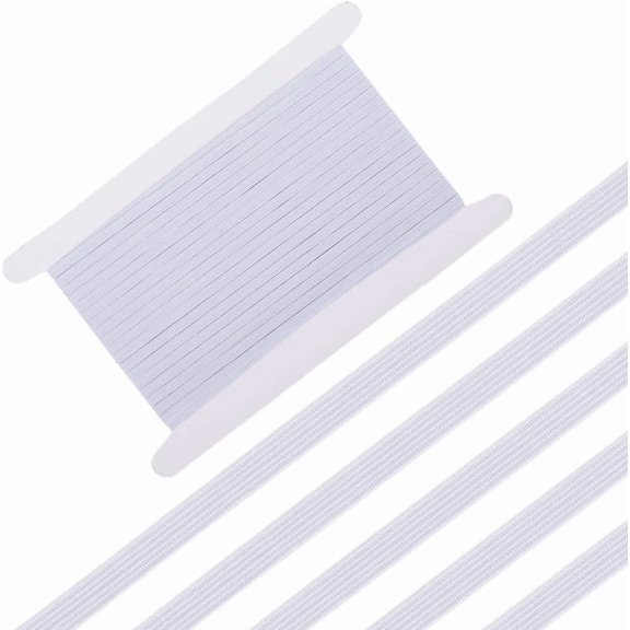 33 Yards Flat Elastic Band White Elastic Cords 0.2 Inch Thin Strip Ribbon