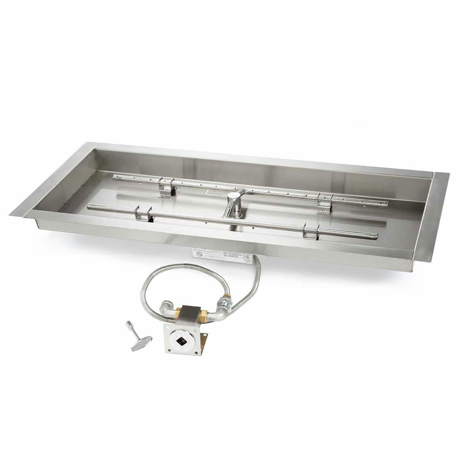 HPC Fire Match Light Gas Fire Pit Kit, 36x14Inch Pan 30x8Inch Burner