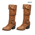 thumbnail image 3 of Minnieouse Botas de tacón alto de piel sintética para mujer, 1 par, portátiles, elegantes, a la moda, de Color sólido, para invierno y otoño, Calzado Amarillo talla 39, 3 of 6