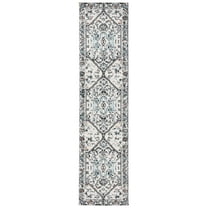 SAFAVIEH Tulum Mattie Oriental Runner Rug, Ivory Grey/Blue Rust, 2' x 8'