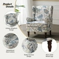 thumbnail image 5 of Upholstered Armchair Soft Wingback Accent Chair Turned Legs Home Living Room Bedroom Foam Blue, 5 of 8