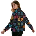 thumbnail image 3 of Xoenoiee Women's Bomber Jacket Casual Lightweight Coat Cropped Zip Up Jacket Fall Varsity Jackets Winter Outwear with Pockets, Boho Mandala Flower, Small, 3 of 7