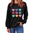 thumbnail image 4 of 2025 Women Valentines Day Sweatshirts Heart Love Print Long Sleeve Crewneck Pullover Shirts Valentine's Day Gifts Casual Shirt(Black,S), 4 of 8