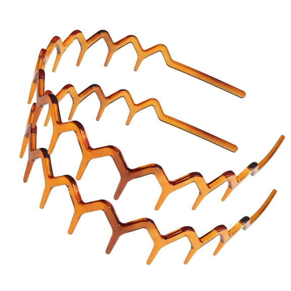 2 Set of Zig Zag Headbands for Women Men, Plastic Sharks Tooth Hair Comb Headband (2 Amber Color), Hair Accessories for Women & Men Washing Face