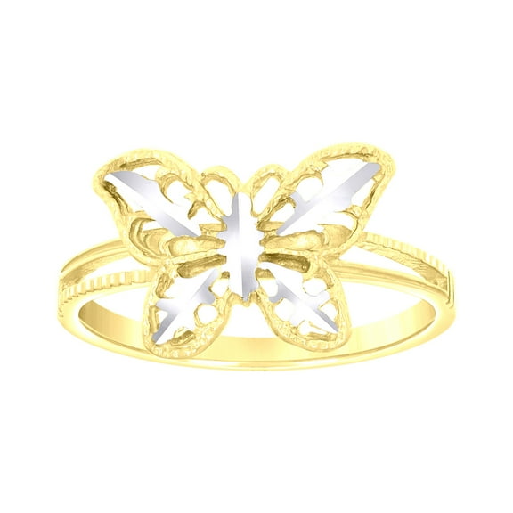 14k 14kt Two-tone Gold Womens Butterfly Fashion Ring