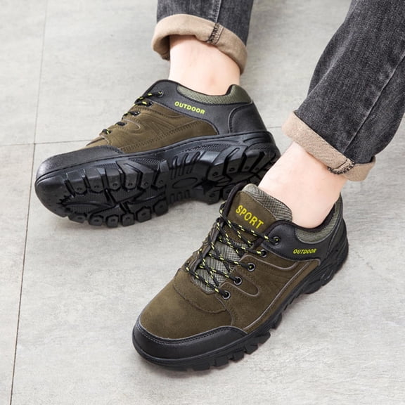 Juslio Mens Shoes Comfortable Lightweight Round Toe Outdoor Casual Plus Size Breathable Hiking Shoes