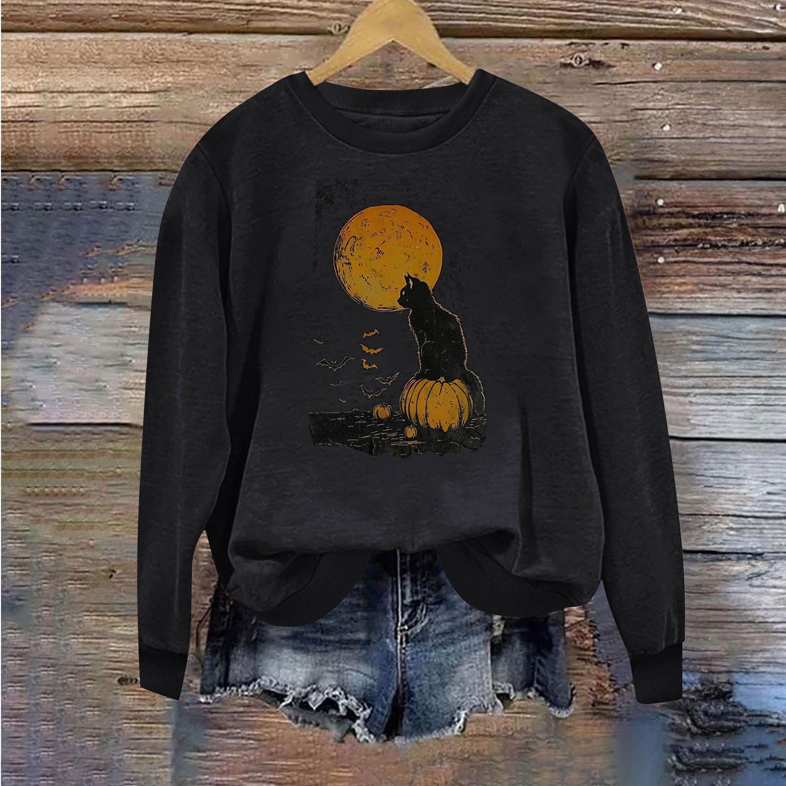 Yihaojia Halloween Ghost Sweatshirt - Women's Long Sleeve Pullover, Spooky Season Graphic Tee - View #8
