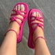 thumbnail image 2 of Amzcrzy Zapatos de mujer,Zapatos de mujer,Zapatillas de mujer, Sandalias de playa con botones y punta redonda para mujer, cómodas, de color liso Sandalias Mujer Zapatillas De Casa, 2 of 4