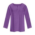 thumbnail image 3 of LEBONYARD Women's Fall Winter Sweatshirts V Neck,Plus Size Tops For Women Sexy V-Neck Blouse Solid Casual Loose Long Sleeve Blouse Purple L, 3 of 4