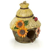 Dawhud Direct Ladybug and Flowers Decorative Hand-Painted Bird House
