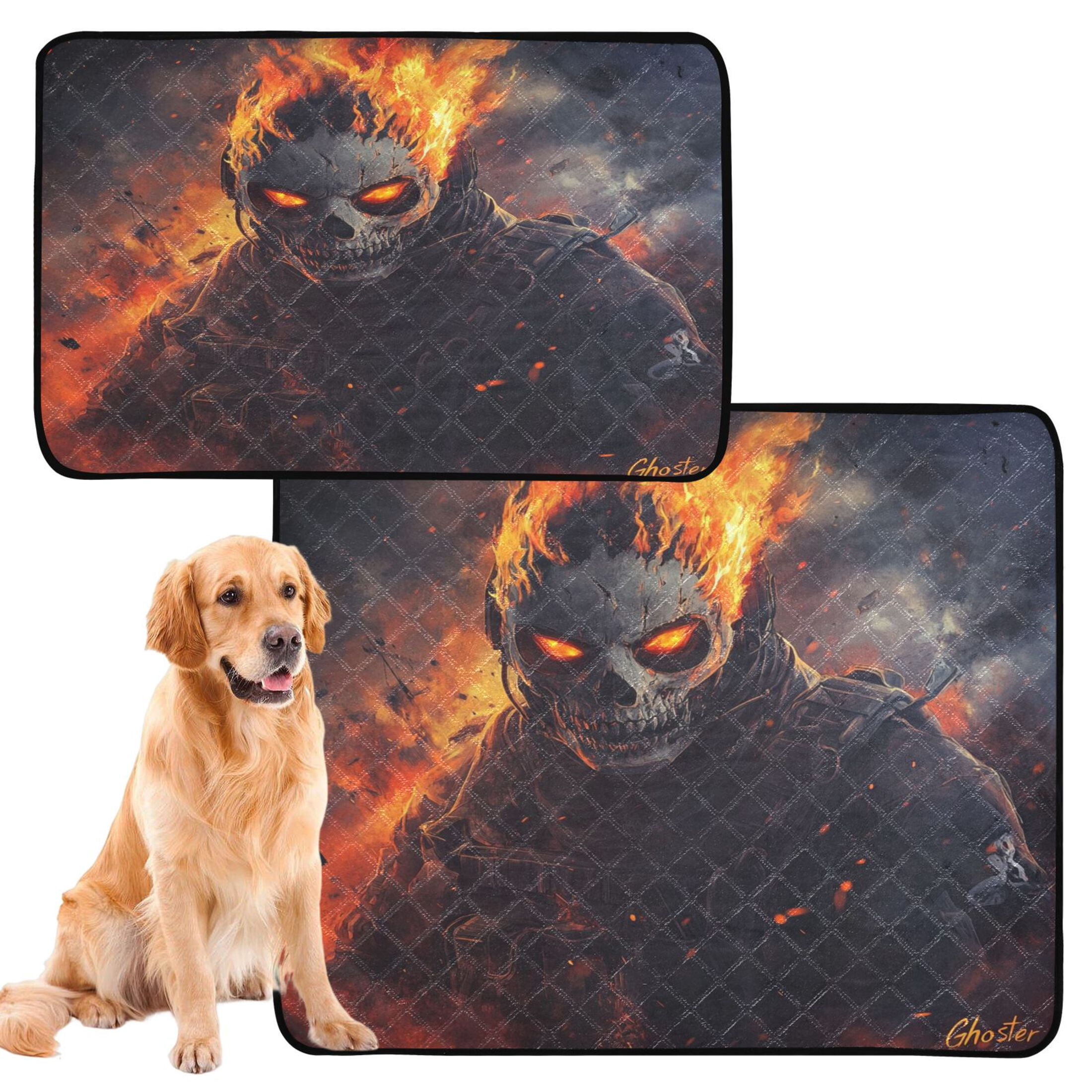 Qxltty Flaming Skull Mask Cat litter Pads Pet Set of 3 Diaper Mats Center Anti-leakage Layer Absorbent Soft and Comfortable