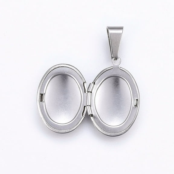 5 pc Tarnish Resistant 304 Stainless Steel Locket Pendants Oval Stainless Steel color 24x16x5mm Hole: 10x5mm Inner Size: 15x10mm