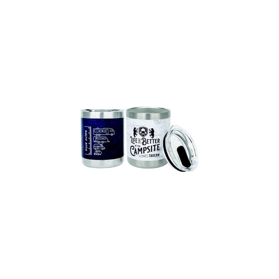 Camco Life is Better at the Campsite Lowball Whiskey Tumblers  Stylish and
