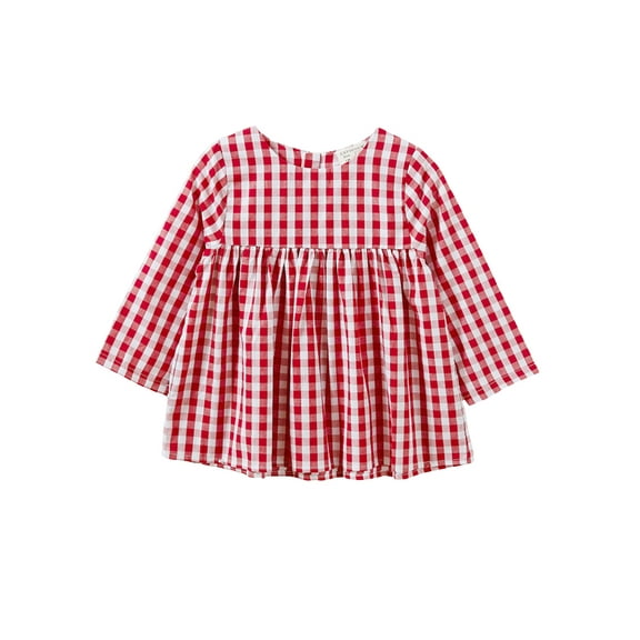 Bagilaanoe Toddler Baby Girl Fall Dress Plaid Long Sleeve A-line Dresses Headband 6M 12M 18M 24M 3T Infant Casual Swing Sundress