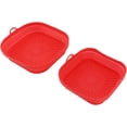 thumbnail image 4 of Huggegwe Doublures en Silicone pour Friteuse à Air Chaud, Doublure en Silicone Réutilisable, Pot Carré en Silicone pour Friteuse, pour Cuire Gâteaux Pain Viande 2 Pcs (Rouge) CJB91-46994, 4 of 9