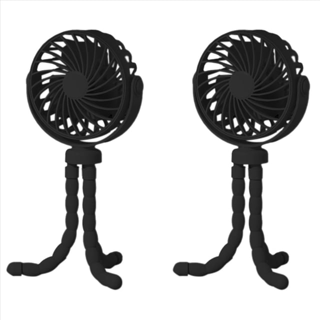2X Ventilador Octopus, Ventilador de Escritorio para Acampar, Ventilador de Trípode Recargable USB, con Ventilador de Luz Negro
