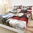 thumbnail image 3 of jejeloiu Safari Animal Deer Queen Sheet Sets,Rustic Western Farmhouse Flat Sheet,Red White Brown Queen Fitted Sheet For Adults,Super Cozy Room Decor,4 Pieces, 3 of 7