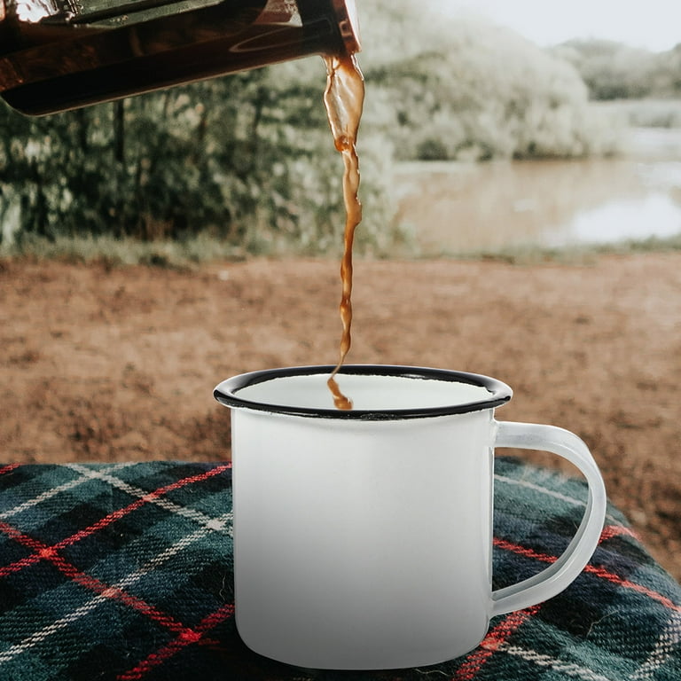2pcs Enamelware Coffee Mug Camping Mug Vintage Metal Water Cup Cup Drinking  Tumbler for Tea Beverage White Red