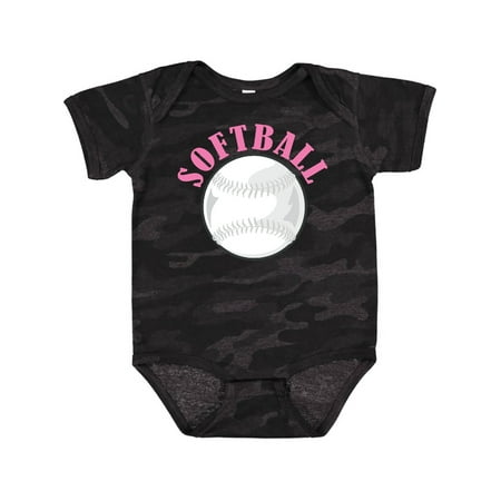 

Inktastic Pink Softball For Girls Gift Baby Girl Bodysuit