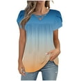 thumbnail image 2 of Uaswgudfs ​Casual Women Blouses: Relaxed Fit Short Sleeve V-Neck Summer Tops with Ruched Shoulders & Soft Jersey Fabric, 2 of 7