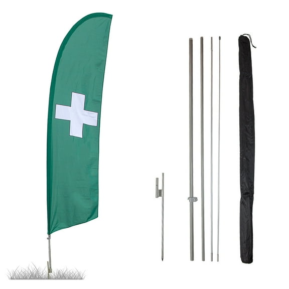 Vispronet - Medical Marijuana Feather Flag Kits - 13.5ft Flag Pole Set with Ground Stake – Great for Businesses, Storefronts, Sales - Printed in The USA
