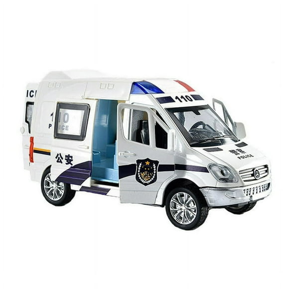 Five Door Alloy Police Car Simulation Model Lighting Music Toy Car Five Door Medium Size Police Car