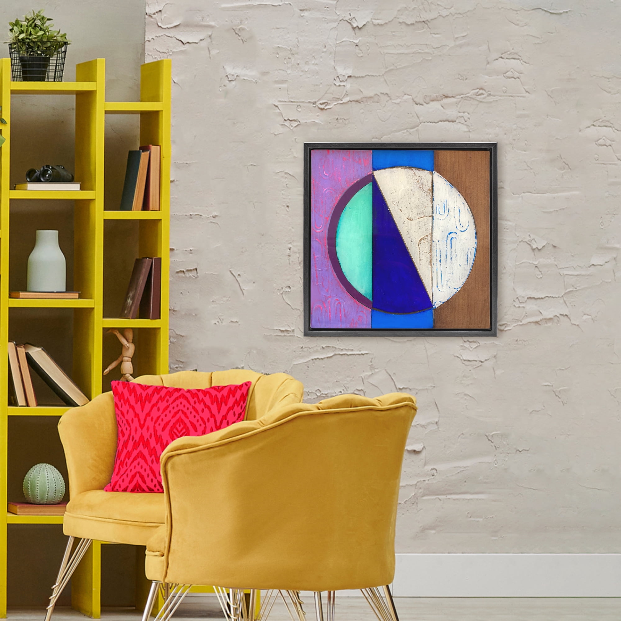 Stupell Industries Structured Blue & Purple Circle Black Framed Floater Canvas Wall Art, design by Matthew Finger