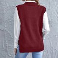 thumbnail image 5 of Women's Solid Color Knitted Fashion Vest, Casual V-Neck Base Layer Sweater for Autumn and Winter Outfits,Wine,M, 5 of 5