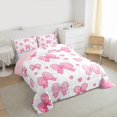 thumbnail image 3 of Manfei Princess Ribbon Child Bedding Comforter Set, White Pink Cartoon Twin Comforter Sets, Kawaii Ribbon Bow Reversible Bedding Set, Ultra Soft Home Decor, 2pcs, 3 of 6
