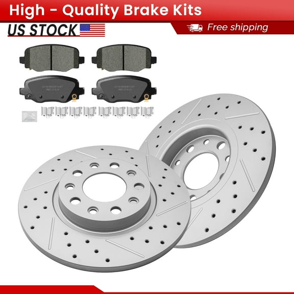ACB ZONE Rear Brake Kits for 2015-2017 Chrysler 200 2014-2022 Jeep Cherokee, Drilled Slotted Disc Brake Rotors and Ceramic Brake Pads