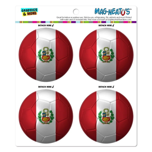 Peru with Seal Flag Soccer Ball Futbol Football MAG-NEATO'S(TM) Car/Refrigerator Magnet Set