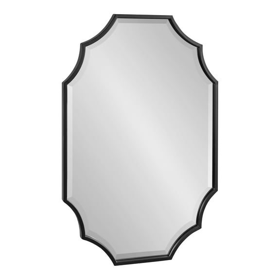 Kate and Laurel Deavere Glam Scalloped Wall Mirror, 22 x 32, Black, Traditional Decorative Mirror with Elegant Scalloped Edge for Sleek Glamorous Home Decor