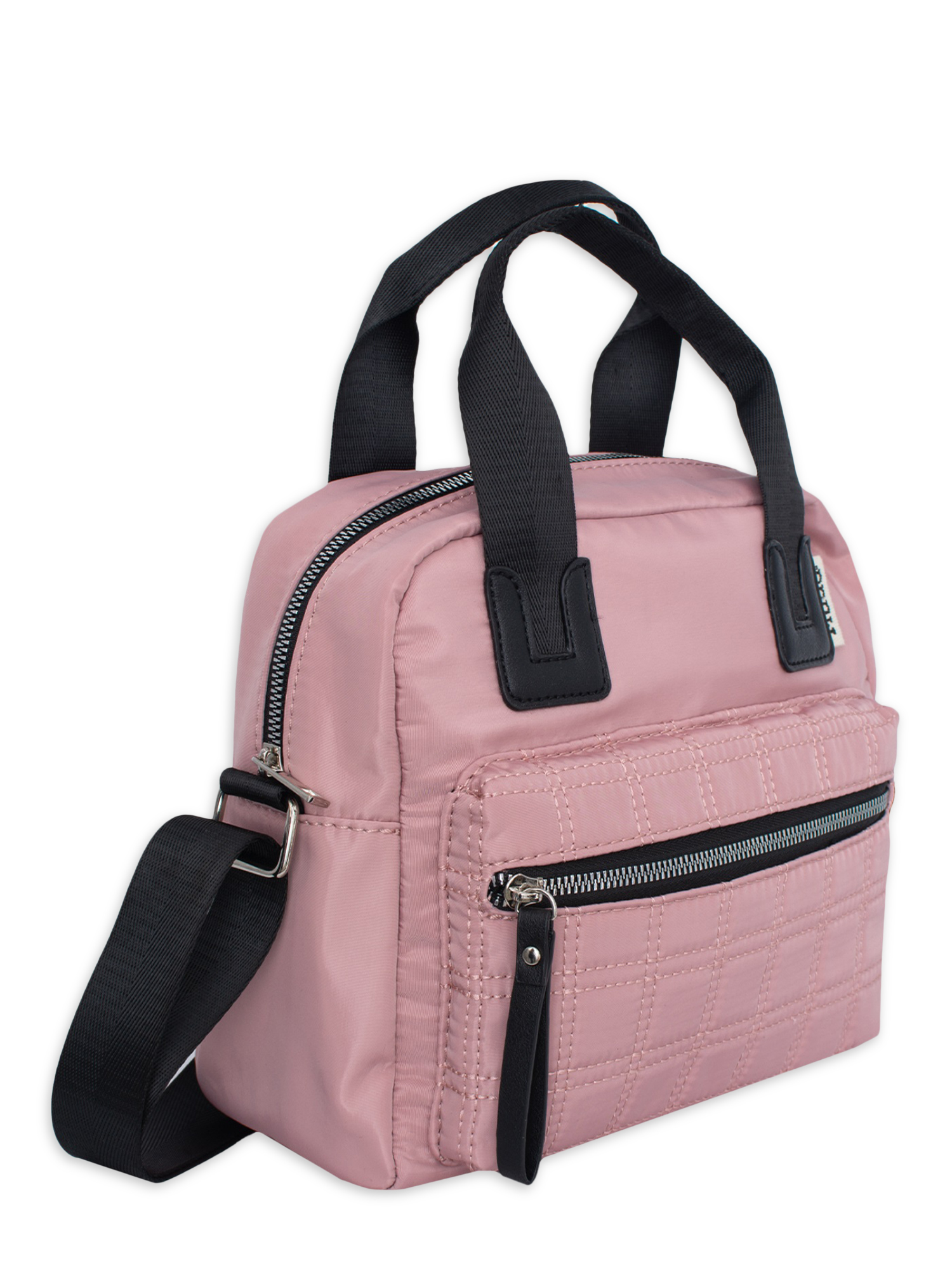 Mudd Women's Rose Nylon Quilted Everyday Satchel Bag withTop Handles & Adjustable Strap