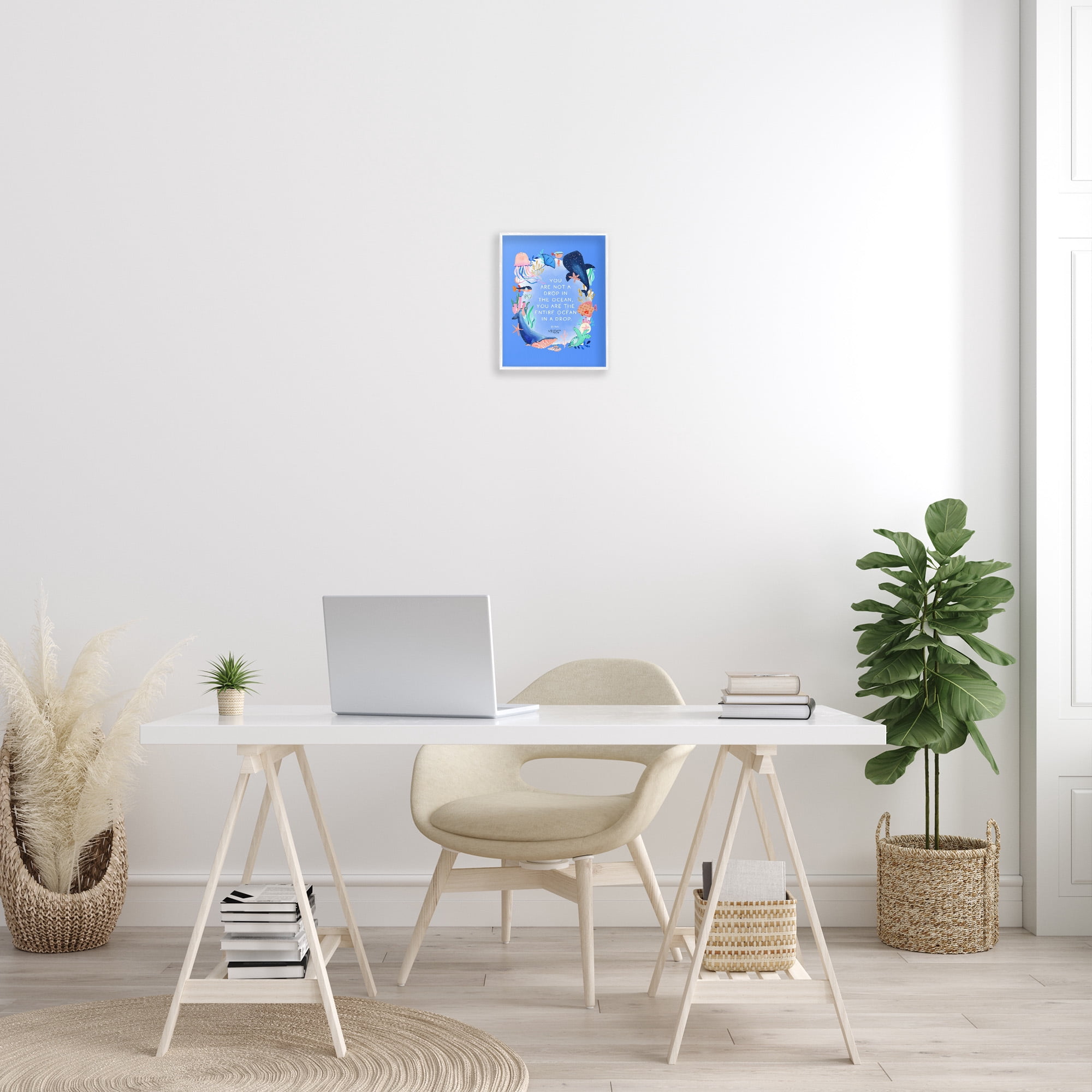 Stupell Industries Ocean In A Drop Phrase Animals & Insects Painting White Framed Art Print Wall Art, 11 x 14