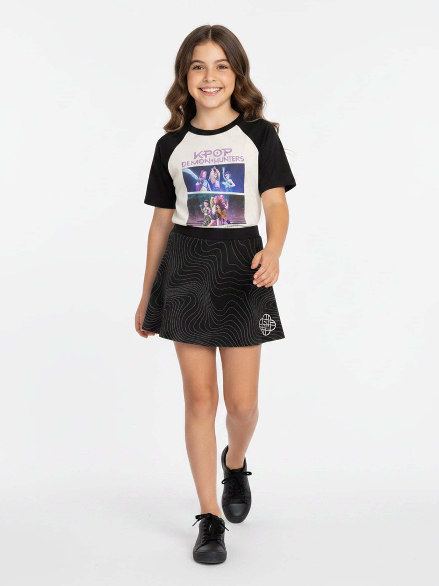 K-Pop Demon Hunters, Girls' & Big Girls' Graphic Skirt, Honmoon Lines, Sizes 4-16