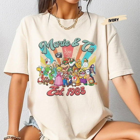 Mario and Co T-Shirt, Retro Super MarioShirt, Vintage Video Shirt, Mushroom Kingdoom Tee