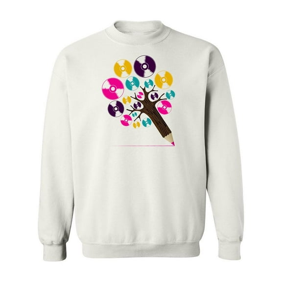 Music Vinyl Pencil Tree Sweatshirt Men -Image by Shutterstock, Male Large