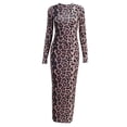 thumbnail image 1 of Vestido Ajustado de Larga para Mujer - Maxi Vestido Informal de Otoño para Fiesta, Club, y Ajustado Estampado de Leopardo L, 1 of 10