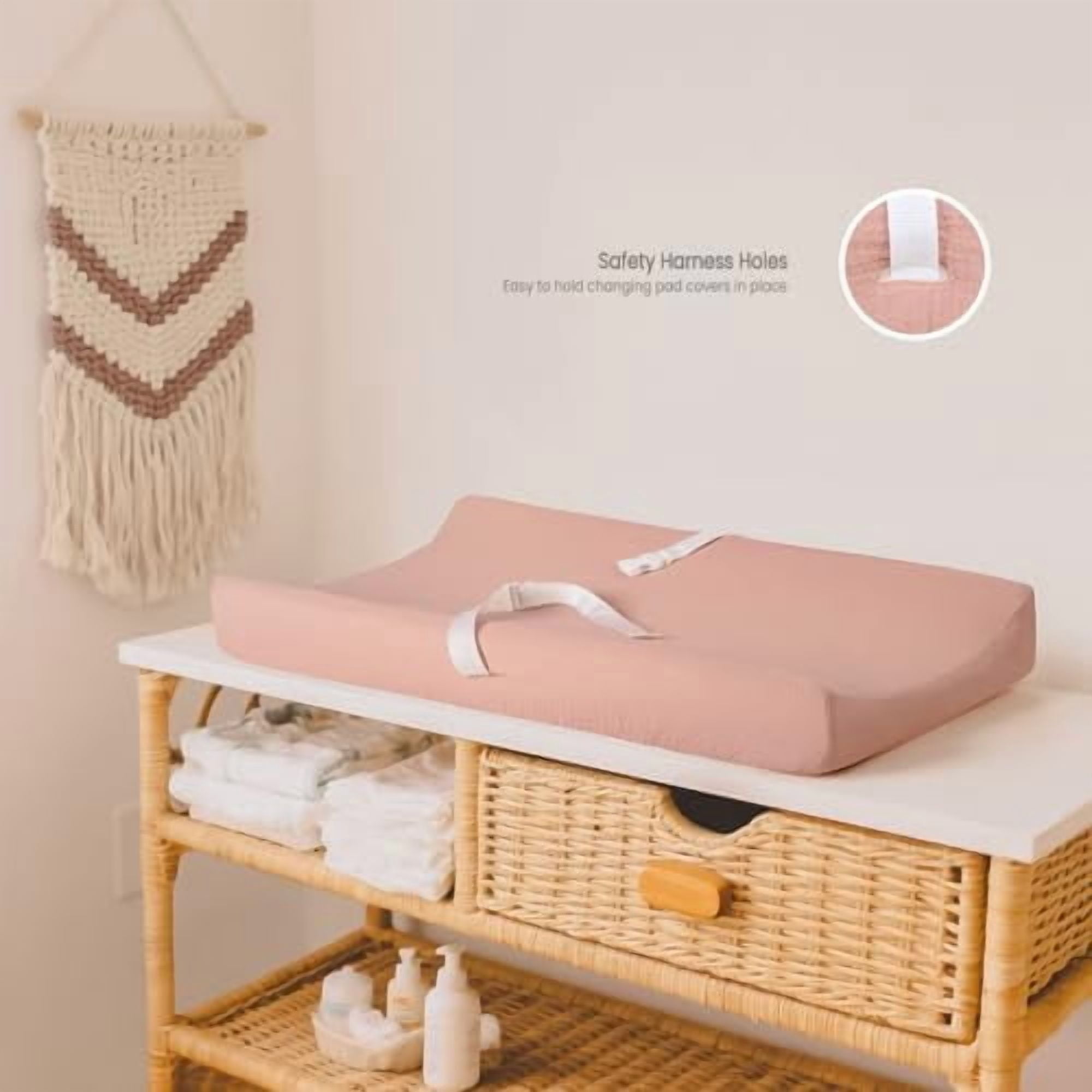Muslin Changing Pad Cover: 2-Pack Soft Breathable Cotton Boho Floral Print for Baby Girls - Nursery & Baby Shower P-Pink & Flower