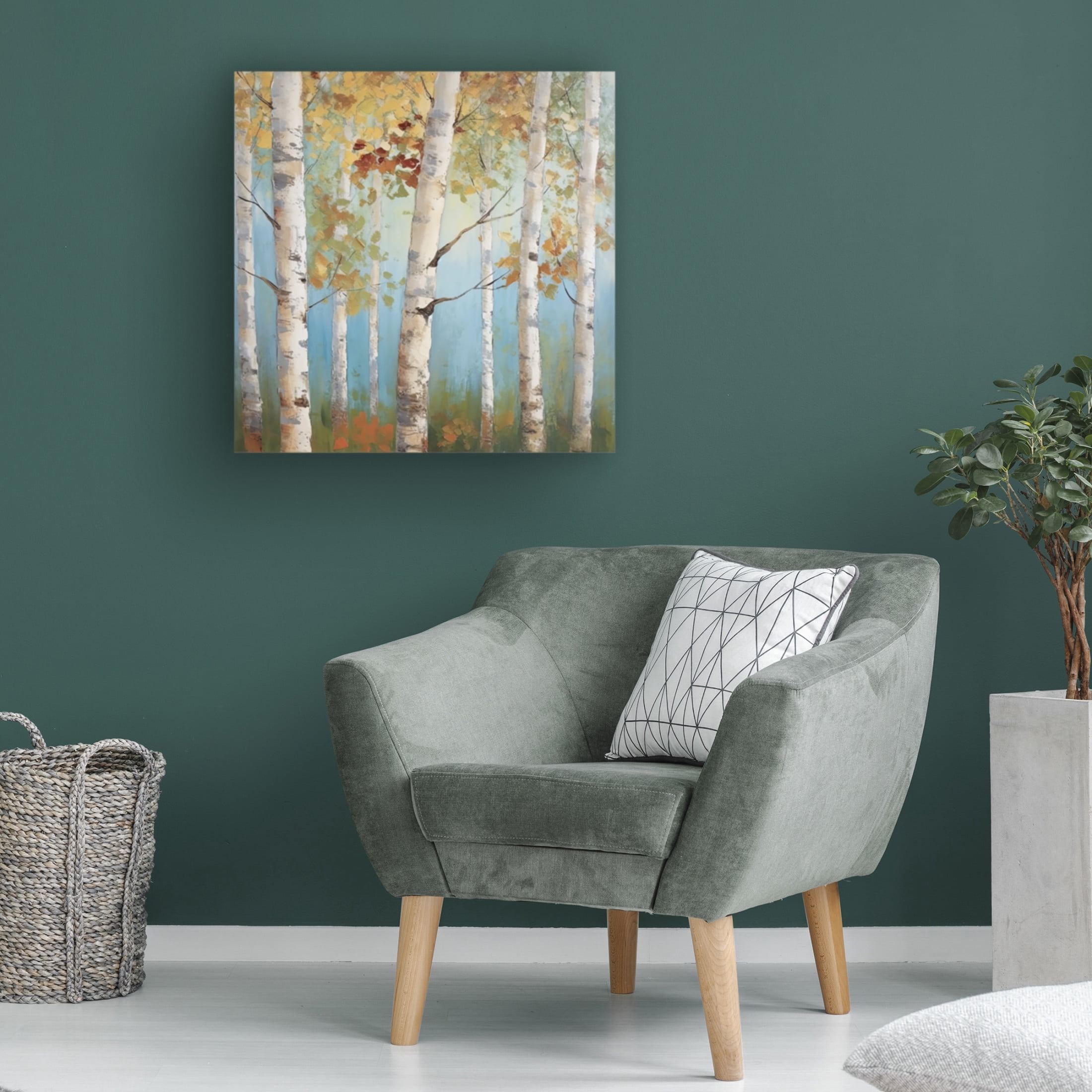 Canvas Wall Art - Sasha 'Birch Forest I' Wall Art for Living Room, Bedroom, or Office Décor by Trademark Fine Art - 14 x 14 Inches