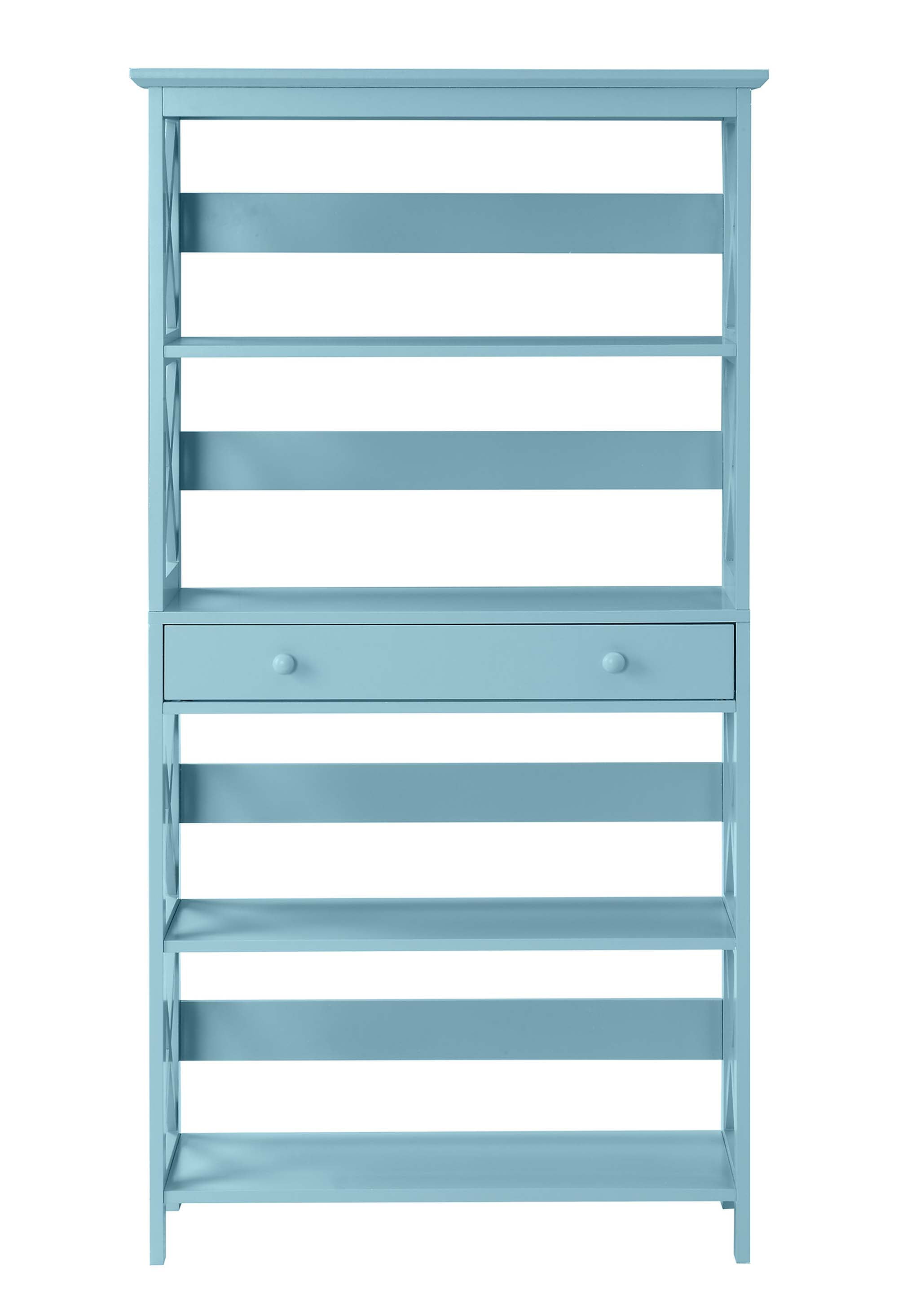 Convenience Concepts Oxford 5 Tier Bookcase with Drawer, Sea Foam Blue