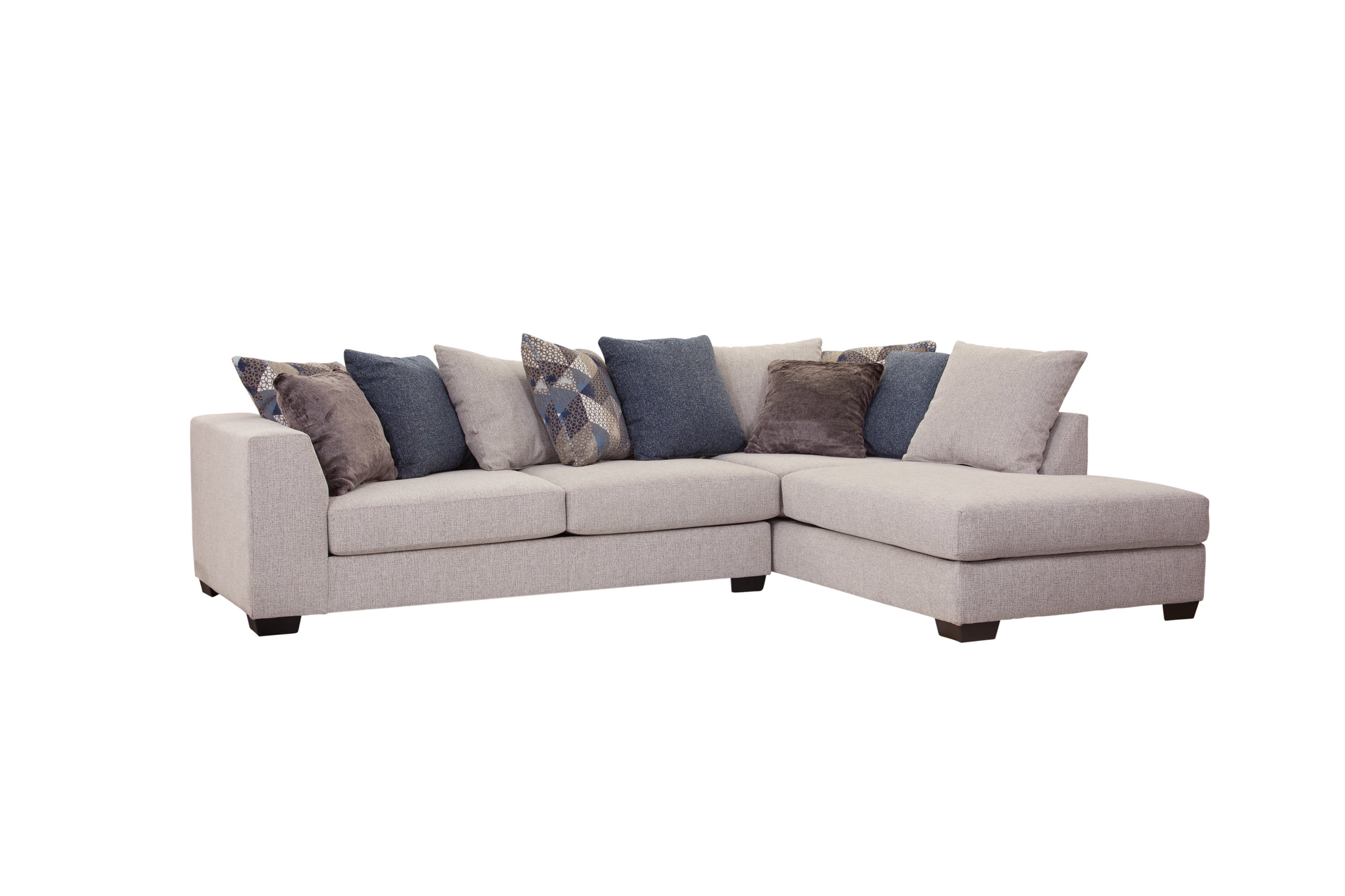 American Furniture L Shaped Sectional Sofa with 9 Loose Back Pillows and 2 Accent Pillows
