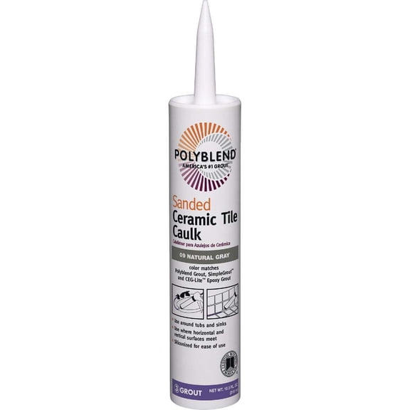 Custom Building Products Polyblend Sanded Ceramic Tile Caulk - Stain Resistant - 1 Cartridge, Gray