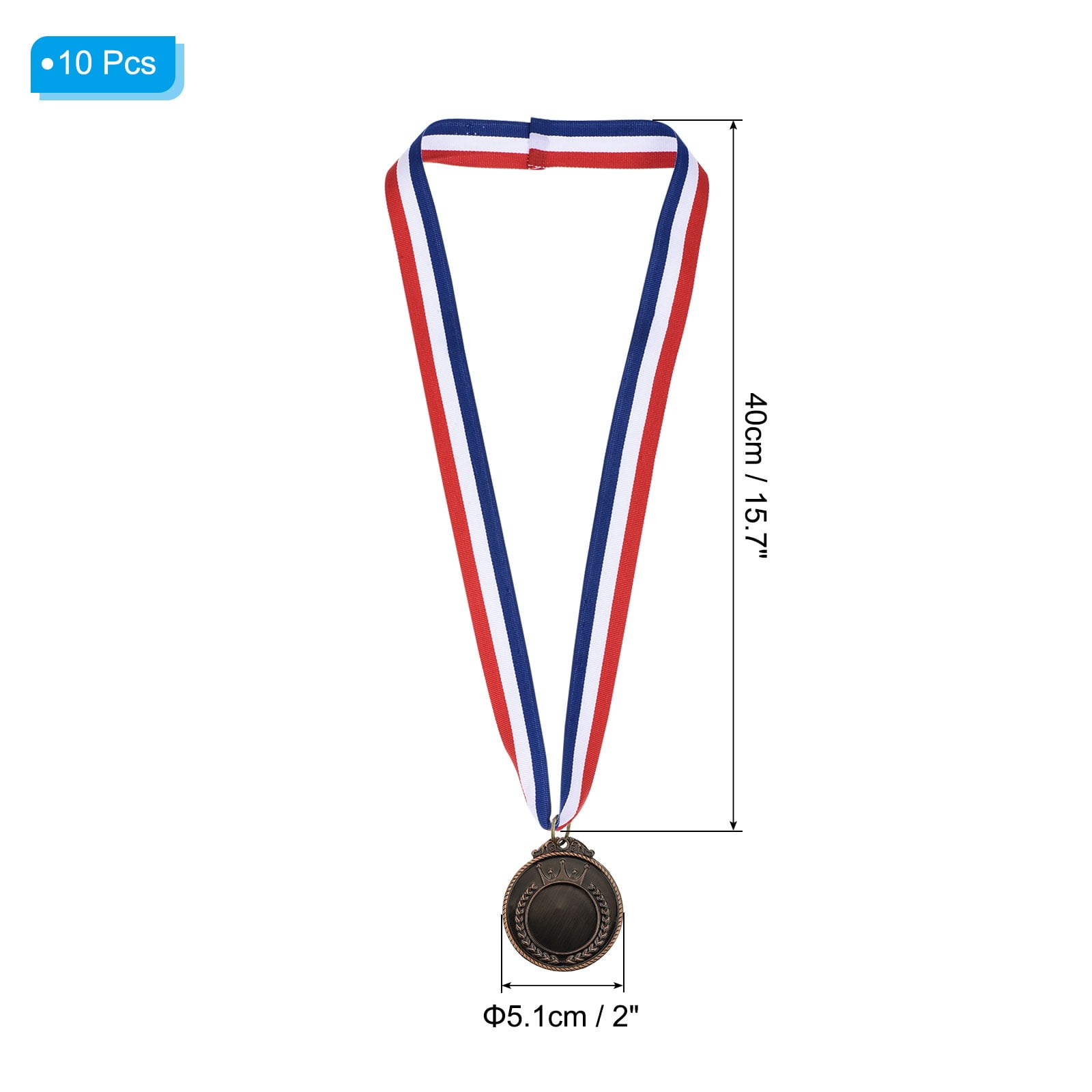 Uxcell Blank Award Medals, 10 Pack Bronze Award Medals with Ribbon, Design Your Medals Kit